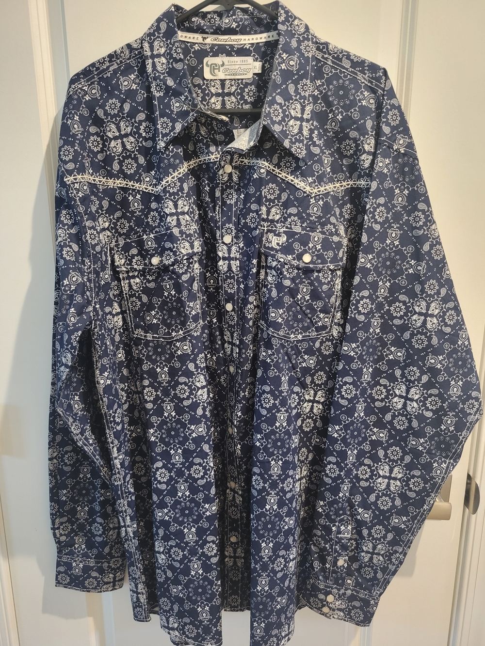 Crazy Cowboy Western Shirt - Navy Bandana Print